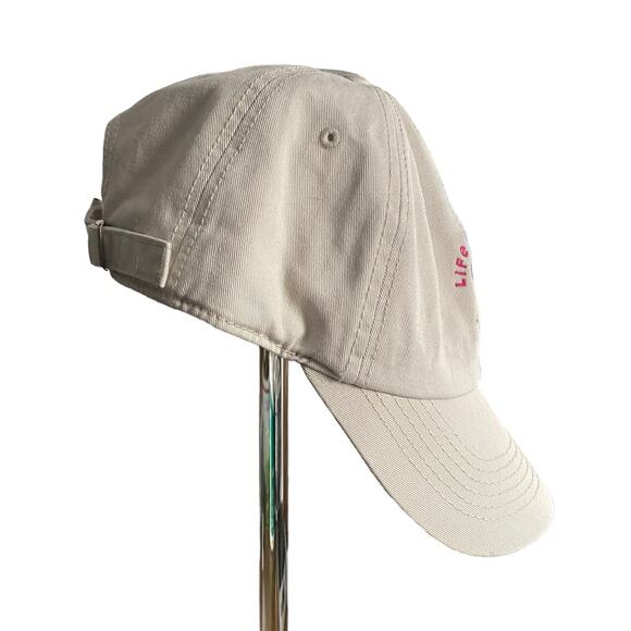 NWT Life Is Good Chill Cap Strapback Hat Flip Flops Heart Lauderdale Khaki Pink - Picture 6 of 8